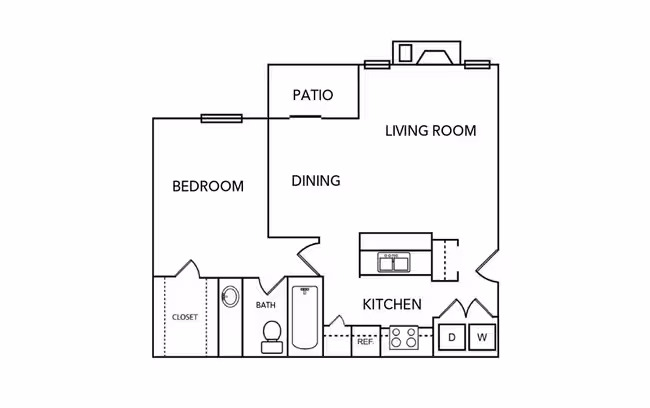 1 Bedroom / 1 Bath 2096 floor plan